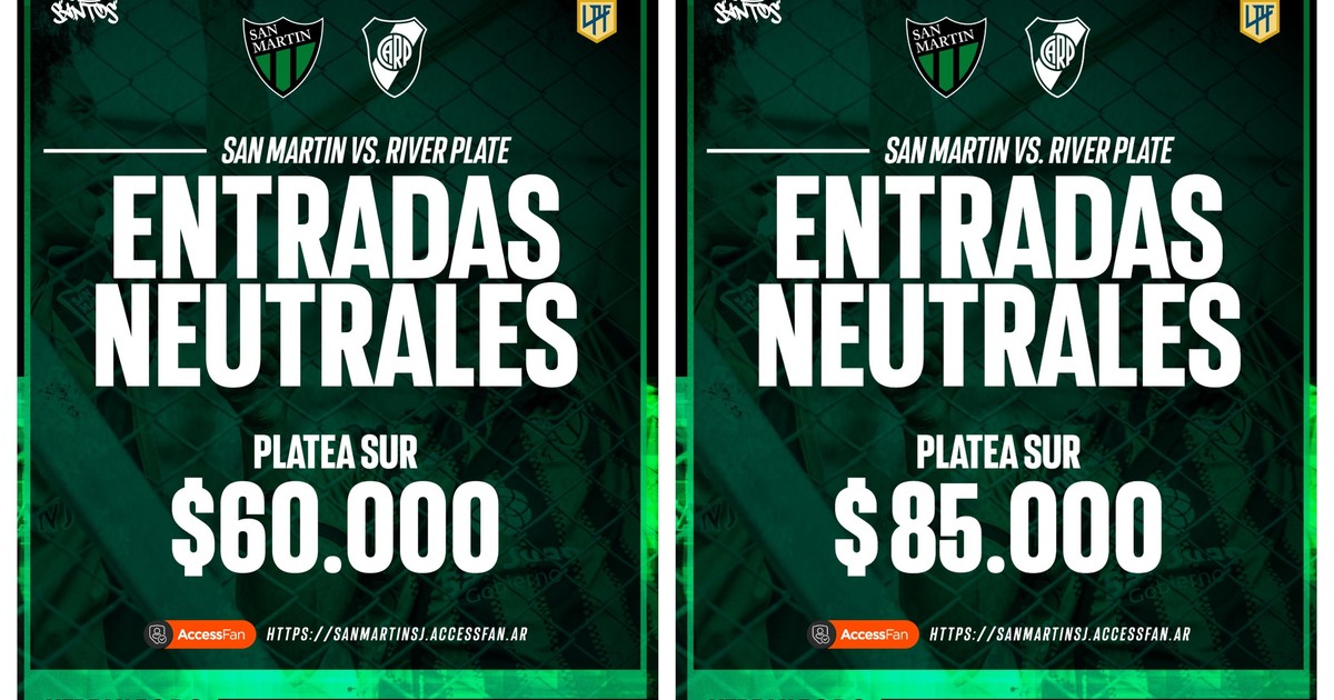 San Martín de San Juan habilita entradas para hinchas de River